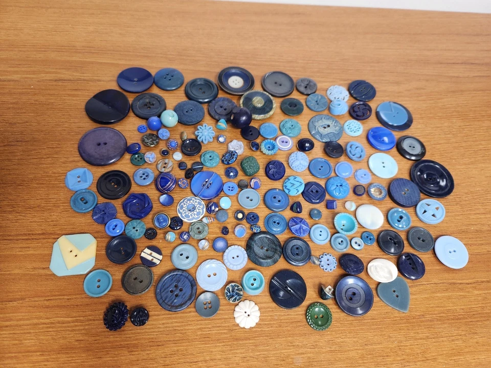 Buttons Lot of 150 Pieces Blues Assorted Vintage & Antique - Image 1 of 4
