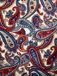 Red & Blue Paisley Cotton Fabric 3 Yds x 44” Jo-Ann Keepsake Calico Richloom c4 - Picture 1 of 7
