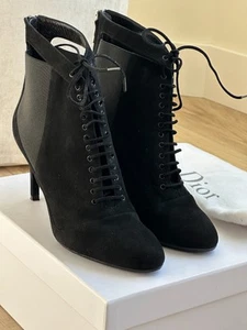 BOTA BAJA CHRISTIAN DIOR LACETS GAMUZA NEGRA IT 38 MUJER ¡AUTÉNTICA! 👀 - Imagen 1 de 7