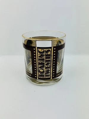 Vintage Roaring Twenties Cinema Lowball Gold Rim Glass MCM Bar Ware - Image 1 of 4