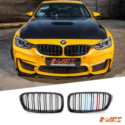 Gloss Black M3 Stripe Style Front Bumper Grille Grill for BMW 3-Series F30 F31  - image 1 of 4