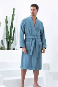 SEYANTE Herren Luxus Kimono Frottee Bademantel Reis gewebt Borte - 100 % türkische Baumwolle - Bild 1 von 28