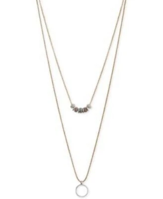 Collar convertible de dos filas con colgante de cuentas y círculos de dos tonos Lucky Brand, 26"+2"  Foto 1 de 4