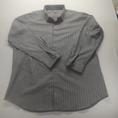 APT 9 MENS BLACK STRIPED DRESS SHIRT SIZE 2XLT 2X BIG & TALL LONG SLEEVE  - Image 1 of 4