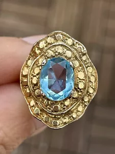 Anello Vintage Argento 925 Topazio Azzurro - Foto 1 di 10
