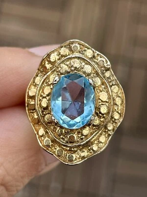 Anello Vintage Argento 925 Topazio Azzurro - Immagine 1 di 4