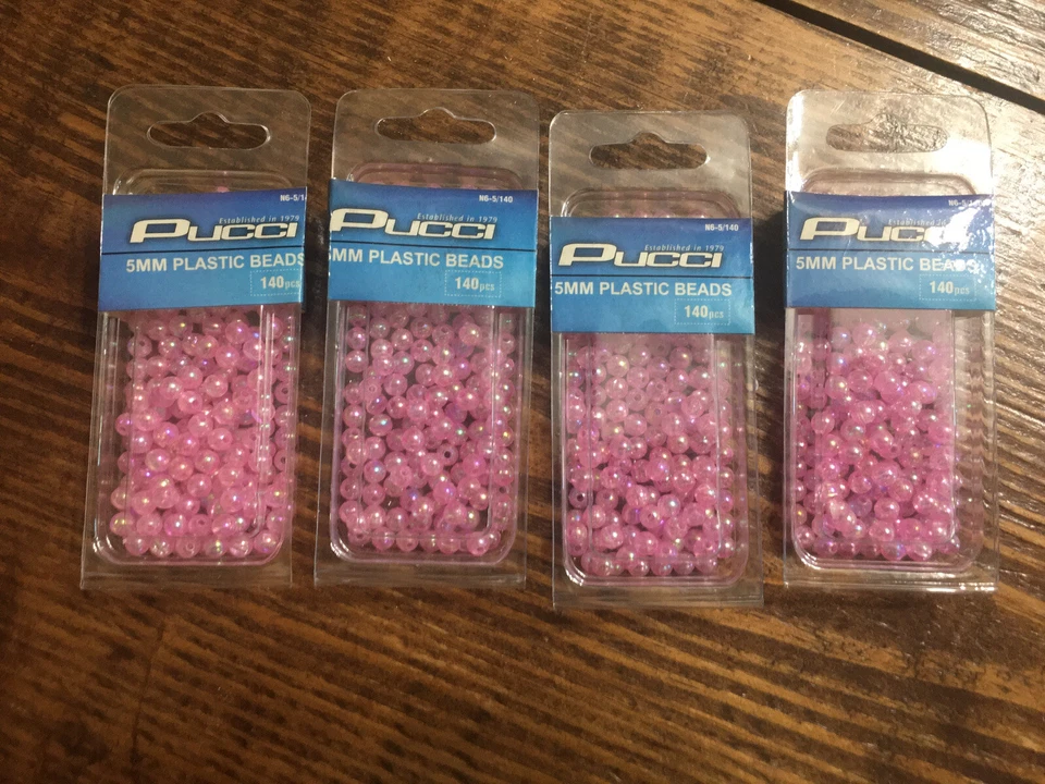 (4) Puccini’s Pink  5mm Plastic Fishing Beads Catfish, Bass, Bream And Striper  - Image 1 of 1