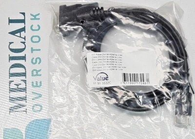 VALUE DVI M-HDMI M 3.0M Cable - Image 1 of 3