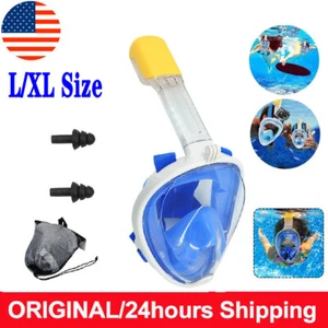 US L/XL Size Adult Snorkel Face Mask Swimming Scuba Set Full Anti-Fog Diving - Picture 1 of 17