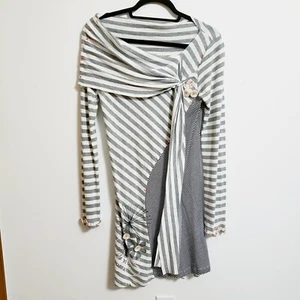 Living Planet skurriles gestreiftes Baumwollkleid...S - Bild 1 von 8