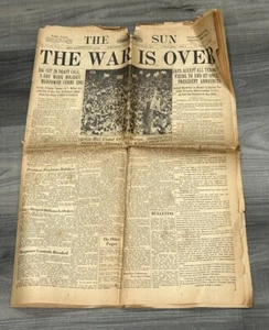 Baltimore Sun Newspaper August 15 1945 The War Is Over WWII Japanese Surrender - Picture 1 of 8