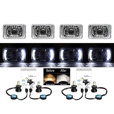 Juego de faros de cristal proyector halo blanco 4X6" 40W 6K LED Foto 1 de 4
