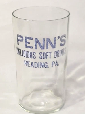 Penn's Soft Drinks Reading PA Soda Fountain винтажный стакан для питья 1920-е - Изображение 1 из 4