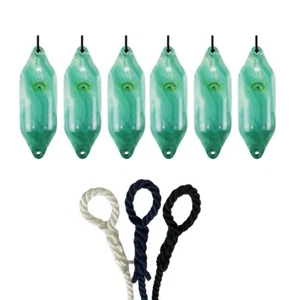 6 x HURRICANE Aurora Boat Fenders: Green PM03 - FREE SPLICED END 10MM ROPE - Picture 1 of 2