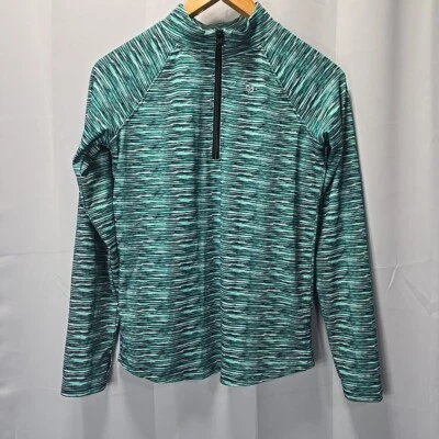 Camisa Pullover Justice Girls 14 Cuarto Atlético Cremallera Frontal Verde Tigre Cuello Simulado Foto 1 de 4