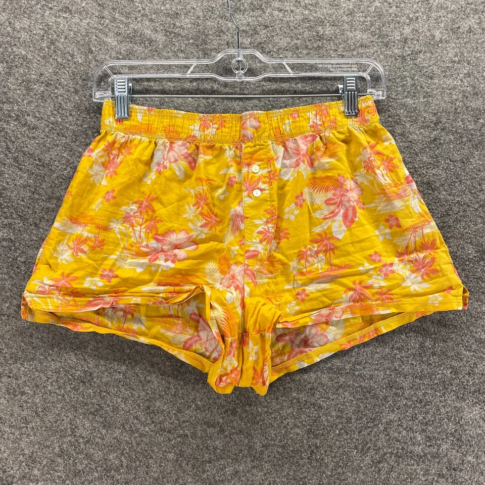 Розовые шорты для сна женские XS оранжевые с цветочным рисунком эластичные на талии повседневные - Изображение 1 из 4