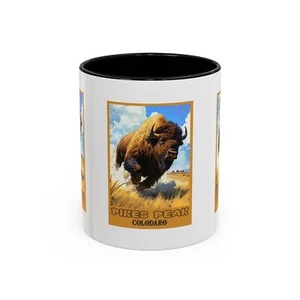 Pikes Peak Colorado Buffalo Art Coffee Mug for Wildlife Travel Poster Art - Picture 1 of 36