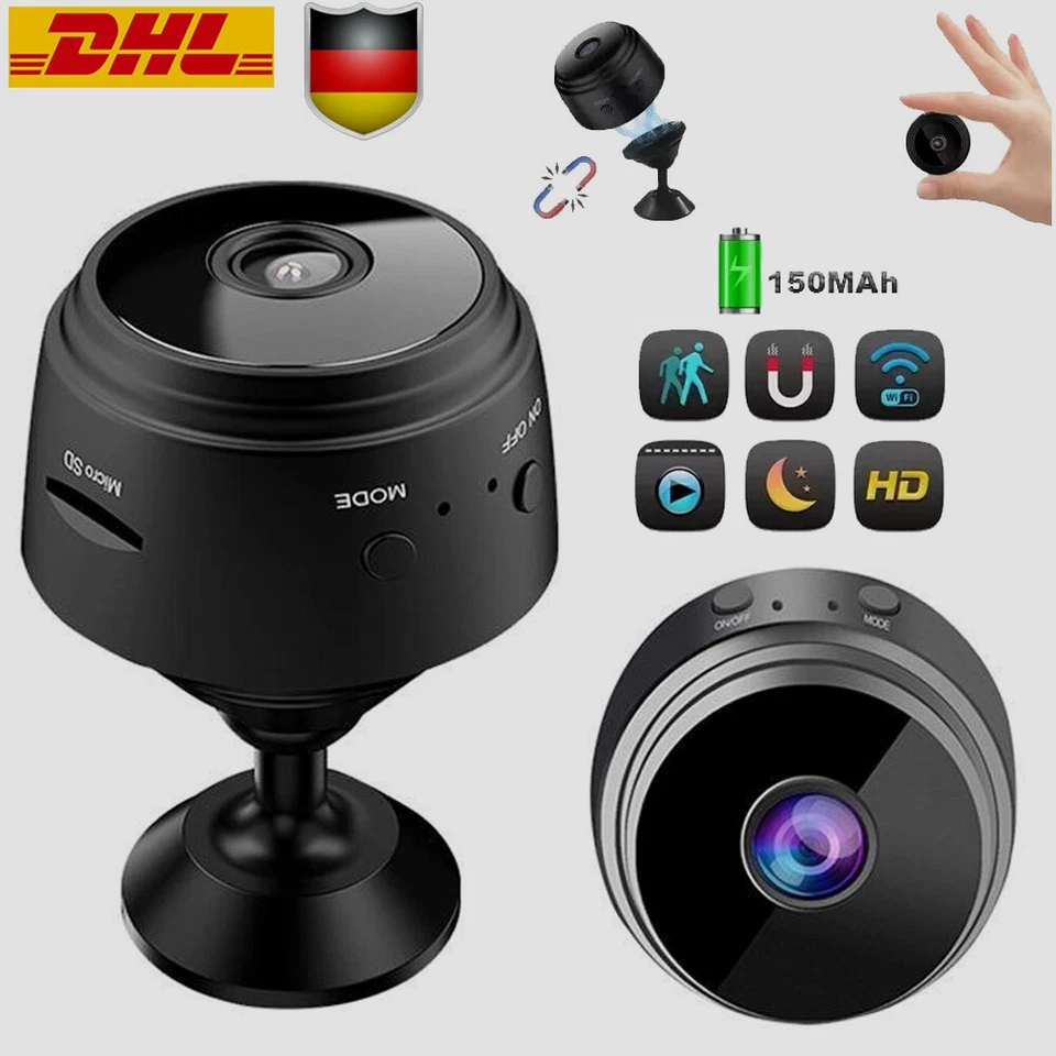 Mini-Kamera 1080P Überwachungskamera Außen WiFi Magnetische Nachtsicht Camera - Bild 1 von 4