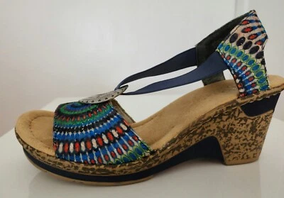 Gorgeous Reiker Boho Sandals Peacock Size 7,  7.5 US Size 38 Euro Wedge - Image 1 of 4