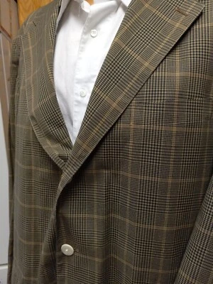 Vintage J Crew Blazer Mens 44R Green-Black Glen Check Plaid Classic Green Tag  - Image 1 of 4