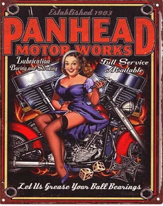 Deko Blechschild Panhead Motor Works Full Serive 20 x 25 Vintage Metall Schild - Bild 1 von 2