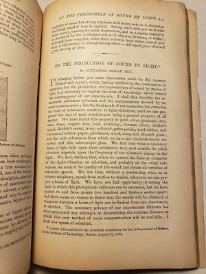 1880 'PRODUCTION OF SOUND BY LIGHT' by A.G. BELL PHOTOPHONE INVENTION PHOTONICS  - Image 1 of 4