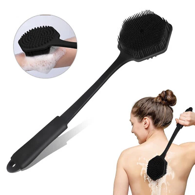 Fregadora Trasera Silicona Mango Largo, Cepillo Corporal Baño Doble Cara para Ducha Hombres Foto 1 de 4