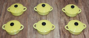 6 Cuisine Actuelle Yellow French Ramekin Stoneware Lidded 8.5cm Le Creuset style - Picture 1 of 12