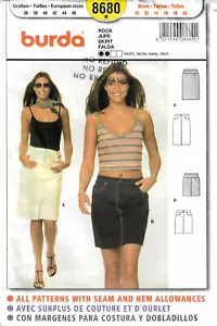 Burda 8680 Denim Style Skirt Sewing Pattern Size 10 to 20 Uncut - Bild 1 von 2