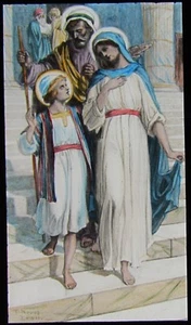 Glass Magic Lantern Slide RETURNING FROM THE TEMPLE C1900 RELIGIOUS STORY - Picture 1 of 2