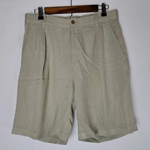 Vintage Tommy Bahama Relax Shorts Mens 31 100%-Silk Beige Chino Pleated Golf - Picture 1 of 15