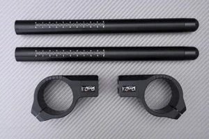 Paire de Bracelets Demi Guidons Standard Noir Mat 45mm HONDA CBR 900RR 1992-1999 - Picture 1 of 10