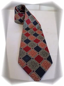 Cravate Fantaisie Motif Losange Bleu Rouge Beige en Jacquard Valentino - Foto 1 di 3