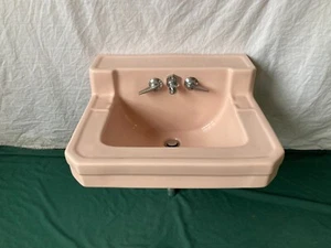Vtg Mid Century Light Pink Wall Mounted Shelf Back Bath Sink Old Richmond 21-25E - Picture 1 of 24