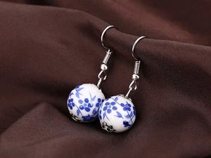 5 Pairs Fashion Chinese Style Ceramics Porcelain Dangle Earring for Women - Picture 1 of 13