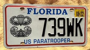 VINTAGE EXPIRED FLORIDA  U S PARATROOPER AUTOMOBILE PLATE - Picture 1 of 2