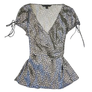 Express Wrap Shirt Womens L Floral Silk Y2k Preppy Feminine Blouse Preppy Bratz - Picture 1 of 8