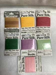 Bucilla Pure Silk Embroidery Ribbon Lot of 7 Assorted Colors - Picture 1 of 3