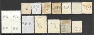 Lote de 16 estampillas de papel Perfins en todo el mundo colección mundial usadas - Imagen 1 de 2