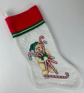 Santa's Best Weihnachtsstrumpf Teddybär 16 cm rot Filz - Bild 1 von 7