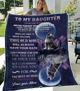 To My Daughter Wolf Fleece Blanket, Gift From Mom, Christmas Gift, Birthday Gift - Picture 1 of 5