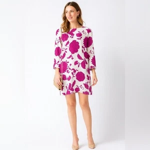 Neu mit Etikett Ann Taylor Damen Magenta Weiß Blumenmuster Leinenmischung Etuikleid Größe XL - Bild 1 von 12