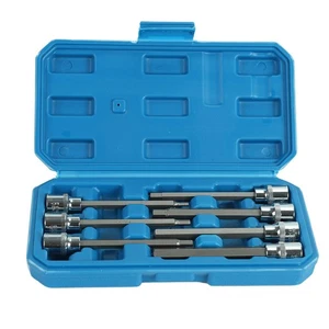 7-teilig 3/8 Zoll Antrieb extra langer Innensechskant-Bit Steckschlüsselsatz, metrisch, 3 mm bis 10 mm, S2... - Bild 1 von 9