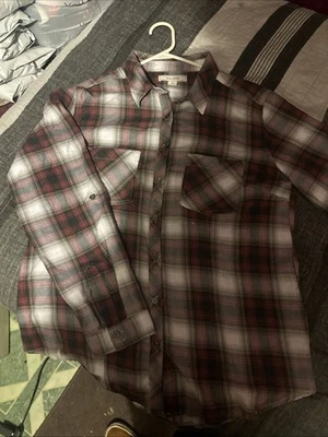 Adam Levine Men’s M Red & Grey Plaid Long Sleeve Button Up Shirt - Image 1 of 4