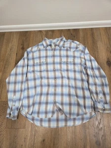 Ryan Michael Hemd Herren XL Western Southwest Pearl Snap hellblau kariert - Bild 1 von 3