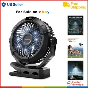 Portable Camping Fan with LED Light 360° Rotation Rechargeable Battery - Picture 1 of 8