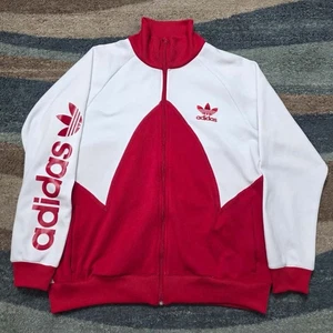 Adidas Originals Trefoil Track Jacket Red White Full Zip Retro Size XL - Picture 1 of 10