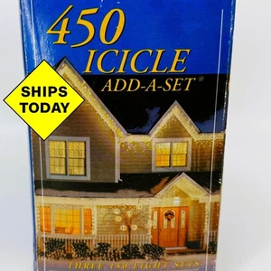 Brilliance 450 Icicle Christmas Lights Add-A-Set White Wire Clear Bulbs 28.5 Ft - Picture 1 of 7