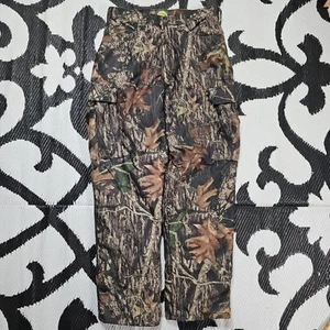 VTG Cabela’s Mossy Oak Fleece Lined Cargo Camo Hunting Pants 32 Insulated Grunge - Picture 1 of 10