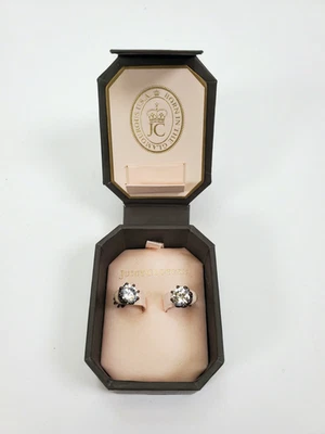 Juicy Couture Princess Crown CZ Crystal Solitary Earing Studs in Gun Metal - Image 1 of 4